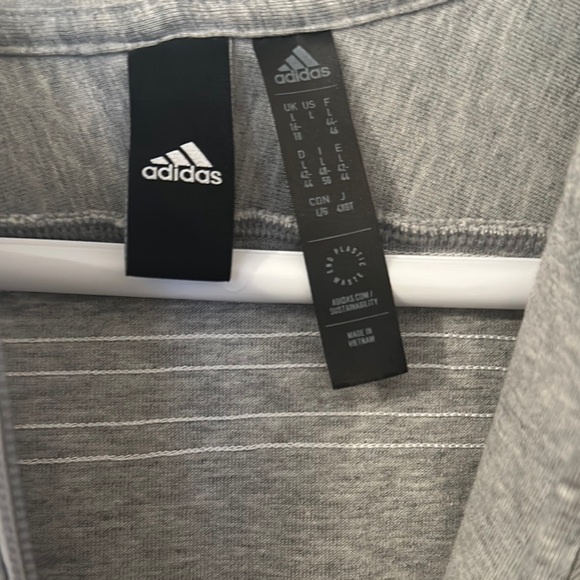 Adidas Classics 3-Stripes Heather Gray Full Zip Hoodie women’s size M - Picture 3 of 4